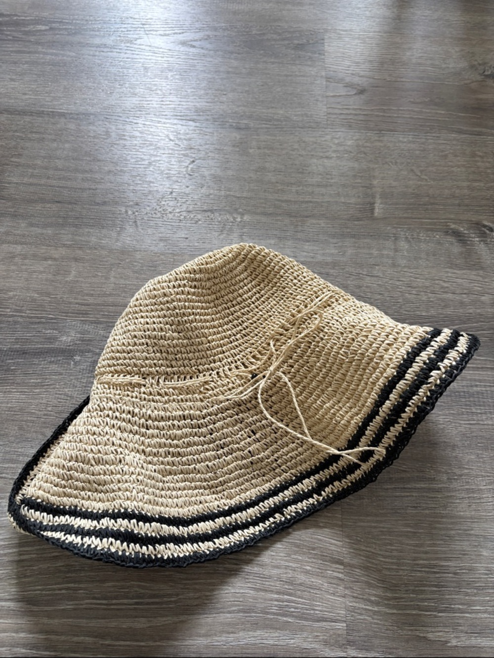 Echo Natural Straw Sun Hat with Black Trim